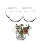 1 L Mini Glass Fish Tank Round Planter Terrarium Decorative Glass Bowl Flower Vase Tealight Candles Centerpiece Bowls Glass Fish Aquarium 1 Piece