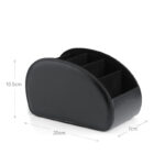 PU Leather with Suede Lining Remote Control Holder with 5 Compartments Anti Slip Caddy Storage Organizer for Office Supplies Phone and Makeup Brush - Image 3