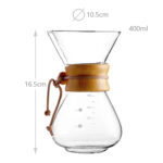 400 ML Pour Over Coffee Maker Borosilicate Glass Carafe with Wooden Collar and Leather Tie High Heat Resistant Decanter Manual Coffee Dripper Brewer - Image 3