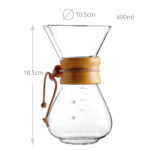 600 ML Pour Over Coffee Maker Borosilicate Glass Carafe with Wooden Collar and Leather Tie High Heat Resistant Decanter Manual Coffee Dripper Brewer - Image 3