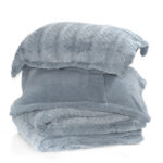 3 Pieces Fluffy Faux Fur Double Winter Comforter Set Plush Soft Warm Bedding Set with Matching Pillowcases Includes Duvet Cover and 2 Pillow Case Silver