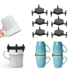 Set of 6 Mug Stacker Coffee Cup Holder and Cabinet Mug Organizer Adjustable Stackable Mug Rack for Mugs and Glasses Compact Storage for Small Kitchens