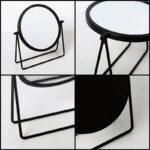 Tabletop Single Sided Metal Makeup Mirror with Base 360° Rotation One Sided Dressing Table Mirrors Round Swivel Cosmetic Mirror Black - Image 4