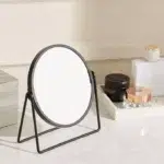 Tabletop Single Sided Metal Makeup Mirror with Base 360° Rotation One Sided Dressing Table Mirrors Round Swivel Cosmetic Mirror Black - Image 2