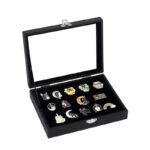 Velvet Jewelry Box Safety Lock Jewelry Organizer with Clear Lid Display Showcase Holder Storage Case Holders for Rings and Earrings 1 Piece Black - Image 2