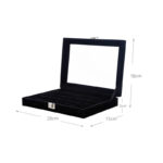 Velvet Jewelry Box Safety Lock Jewelry Organizer with Clear Lid Display Showcase Holder Storage Case Holders for Rings and Earrings 1 Piece Black - Image 3