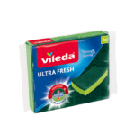 Vileda 2 Pieces Scourer Ultra Fresh High Foam Sponge Anti Bacterial Sponges Deep Cleaning Scouring Green
