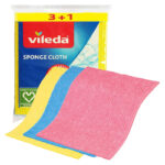 Vileda 4 Pieces Sponge Cloth 100% Natural Materials Super Absorbent and Durable Multipurpose Cleaning Cloths Reusable and Washable