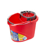 Vileda Bucket with Round Press Wringer and Durable Metal Handle 10 L Buckets for Cleaning Floors 1 Piece Red