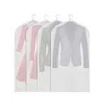 137 CM Set of 5 Waterproof Garment Bags Suit Bag with Sturdy Zipper Clothing Dust Cover Clothes Cover Storage for Suits Coats and Dresses Transparent