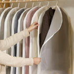 119 CM Set of 3 Waterproof Garment Bags Suit Bag with Sturdy Zipper Clothing Dust Cover Clothes Cover Storage for Suits Coats and Dresses Transparent