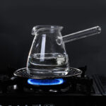 650 ML Borosilicate Glass Turkish Coffee Pot with Bamboo Lid and Silicone Ring Multifunction Pots with Handle for Coffee Milk and Herbal Tea - Image 2