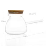 650 ML Borosilicate Glass Turkish Coffee Pot with Bamboo Lid and Silicone Ring Multifunction Pots with Handle for Coffee Milk and Herbal Tea - Image 3