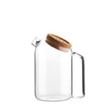 1150 ML Borosilicate Glass Pitcher with Airtight Cork Stopper Lid Transparent Jug with Metal Filter and Handle for Water Iced Tea Juice Cold Beverage