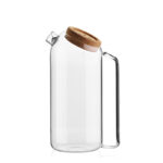 1750 ML Borosilicate Glass Pitcher with Airtight Cork Stopper Lid Transparent Jug with Metal Filter and Handle for Water Iced Tea Juice Cold Beverage