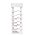 120 CM Waterproof Storage and Organizer Bookcase with Top Drawer Freestanding Shoe Shelves for Entrance Hallway and Bedroom White