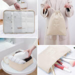 7 Pieces Packing Cubes for Suitcase Lightweight Travel Luggage Organizer Bag Set Waterproof Foldable Storage Bags for Travel Accessories Beige - Image 2
