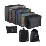 7 Pieces Packing Cubes for Suitcase Lightweight Travel Luggage Organizer Bag Set Waterproof Foldable Storage Bags for Travel Accessories Black