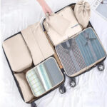 8 Pieces Packing Cubes for Suitcase Lightweight Travel Luggage Organizer Bag Set Waterproof Foldable Storage Bags for Travel Accessories Beige - Image 2