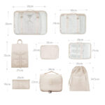 8 Pieces Packing Cubes for Suitcase Lightweight Travel Luggage Organizer Bag Set Waterproof Foldable Storage Bags for Travel Accessories Beige - Image 3