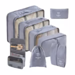 8 Pieces Packing Cubes for Suitcase Lightweight Travel Luggage Organizer Bag Set Waterproof Foldable Storage Bags for Travel Accessories Gray