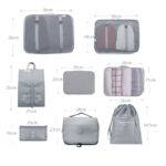 8 Pieces Packing Cubes for Suitcase Lightweight Travel Luggage Organizer Bag Set Waterproof Foldable Storage Bags for Travel Accessories Gray - Image 3