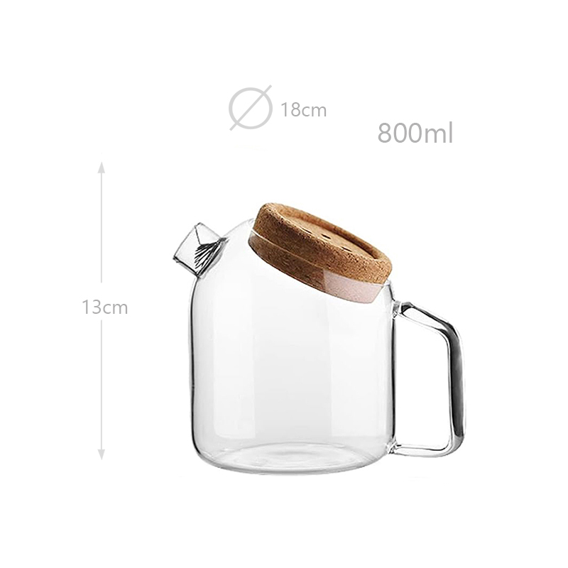 800 ML Borosilicate Glass Pitcher with Airtight Cork Stopper Lid Transparent Jug with Metal Filter and Handle for Water Iced Tea Juice Cold Beverage - Image 3