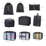 9 Pieces Packing Cubes for Suitcase Lightweight Travel Luggage Organizer Bag Set Waterproof Foldable Storage Bags for Travel Accessories Black - Image 3