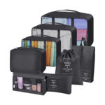 9 Pieces Packing Cubes for Suitcase Lightweight Travel Luggage Organizer Bag Set Waterproof Foldable Storage Bags for Travel Accessories Black