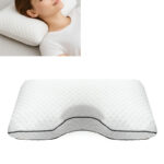 Ergonomic Cervical Pillow Memory Foam Pillow Arch Shaped Cervical Pillows for Clavicle and Cervical Rest Neck Support with Washable Cover White