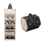 Sunglasses Organizer with 6 Slots Portable Sunglasses Storage Case Bag Hanging Foldable Eyeglasses Holder Eyewear Display Box for Men and Women Black