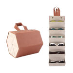 Sunglasses Organizer with 6 Slots Portable Sunglasses Storage Case Bag Hanging Foldable Eyeglasses Holder Eyewear Display Box for Men and Women Brown - Image 2