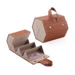 Sunglasses Organizer with 6 Slots Portable Sunglasses Storage Case Bag Hanging Foldable Eyeglasses Holder Eyewear Display Box for Men and Women Brown