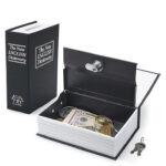 12 CM Book Safe Box with Key Lock Metal Inner Container Faux Book Hidden Safe Secret Diversion Storage Box for Money Jewelry and Documents Black