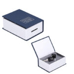 12 CM Book Safe Box with Key Lock Metal Inner Container Faux Book Hidden Safe Secret Diversion Storage Box for Money Jewelry and Documents Navy