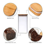300 ML Borosilicate Glass Food Storage Container with Bamboo Wooden Lid and Silicone Ring for Sugar Coffee Nuts and Cookies Dishwasher Safe 1 Piece - Image 4