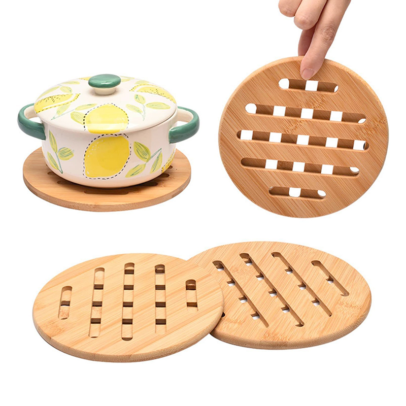 15 CM Heat Resistant Hollow Bamboo Coaster Round Flat Coasters Pot Trivets Insulation Kitchen Pads for Hot Dishes Pots Pans and Teapot 1 Piece (2) 15 CM Heat Resistant Hollow Bamboo Coaster Round Flat Coasters Pot Trivets Insulation Kitchen Pads for Hot Dishes Pots Pans and Teapot 1 Piece - Image 1