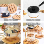 15 CM Heat Resistant Hollow Bamboo Coaster Round Flat Coasters Pot Trivets Insulation Kitchen Pads for Hot Dishes Pots Pans and Teapot 1 Piece - Image 4