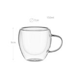 150 ML Double Wall Insulated Borosilicate Glass Cups with Handle Heat Resistant Drinking Glasses Mugs for Coffee Tea Latte and Juices 1 Piece - Image 3