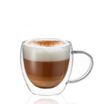 150 ML Double Wall Insulated Borosilicate Glass Cups with Handle Heat Resistant Drinking Glasses Mugs for Coffee Tea Latte and Juices 1 Piece