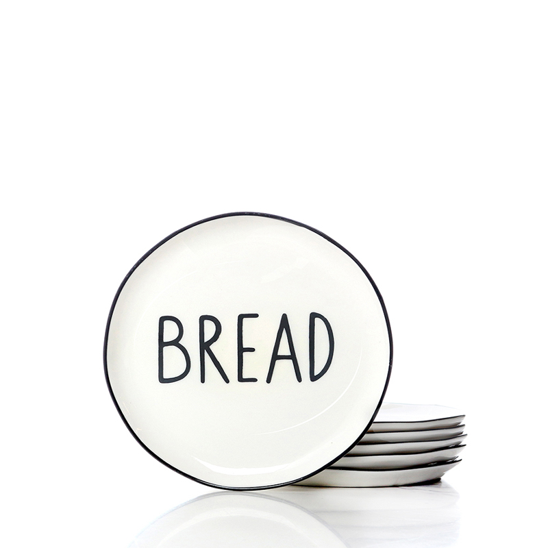 16 CM Porcelain Side Plate with Text Design Bread Glazed Black Rim Dinnerware Plates Tableware Kitchen Dish Microwave and Dishwasher Safe 1 Piece (1) 16 CM Porcelain Side Plate with Text Design Bread Glazed Black Rim Dinnerware Plates Tableware Kitchen Dish Microwave and Dishwasher Safe 1 Piece - Image 1