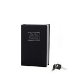 18 CM Book Safe Box with Key Lock Metal Inner Container Faux Book Hidden Safe Secret Diversion Storage Box for Money Jewelry and Documents Black