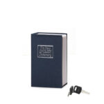 18 CM Book Safe Box with Key Lock Metal Inner Container Faux Book Hidden Safe Secret Diversion Storage Box for Money Jewelry and Documents Navy