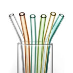 20 CM Set of 5 Colorful Borosilicate Glass Smoothie Straws Heat Resistant Reusable Long Glass Drinking Straws for Water Milkshake Iced Tea and Juice - Image 2