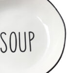 21 CM Porcelain Plate with Text Design Soup Glazed Black Rim Dinnerware Plates Tableware Kitchen Dish Microwave and Dishwasher Safe 1 Piece - Image 4