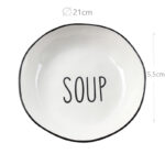 21 CM Porcelain Plate with Text Design Soup Glazed Black Rim Dinnerware Plates Tableware Kitchen Dish Microwave and Dishwasher Safe 1 Piece - Image 3