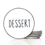 21 CM Porcelain Side Plate with Text Design Dessert Glazed Black Rim Dinnerware Plates Tableware Kitchen Dish Microwave and Dishwasher Safe 1 Piece