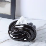 21 CM Ceramic Tissue Box Holder Modern Creative Irregular Shaped Tissue Box for Living Room Bedroom and Table Decoration 1 Piece Black - Image 2