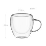 250 ML Double Wall Insulated Borosilicate Glass Cups with Handle Heat Resistant Drinking Glasses Mugs for Coffee Tea Cappuccino and Juices 1 Piece - Image 3