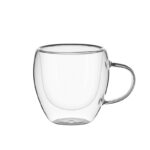 250 ML Double Wall Insulated Borosilicate Glass Cups with Handle Heat Resistant Drinking Glasses Mugs for Coffee Tea Cappuccino and Juices 1 Piece